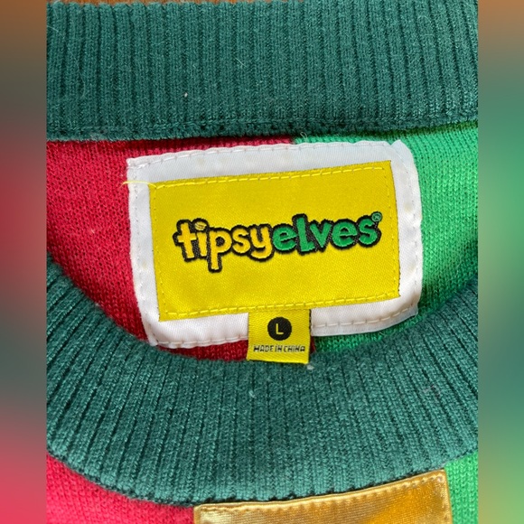 TIPSY ELVES: “Present” Ugly Sweater, Red/Green, Size L - Picture 3 of 8
